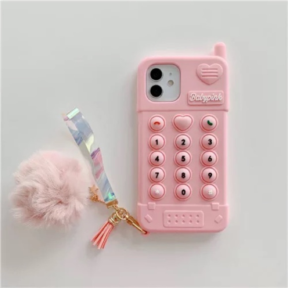Iphone 11 12 XR 7 8 SE 2020 X XS PINK Pop Fidget Toy Push It iPhones
